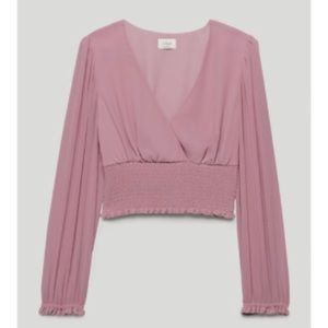 Aritzia Wilfred Wistful Blouse in Soft Orchard (sold out colour)